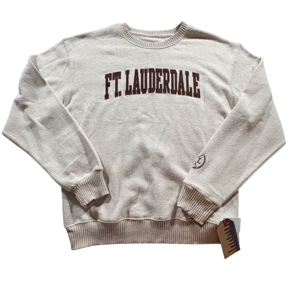 New York Popular Ft Lauderdale Sweatshirt Mens 2XL Oat Brown Textured Pullover